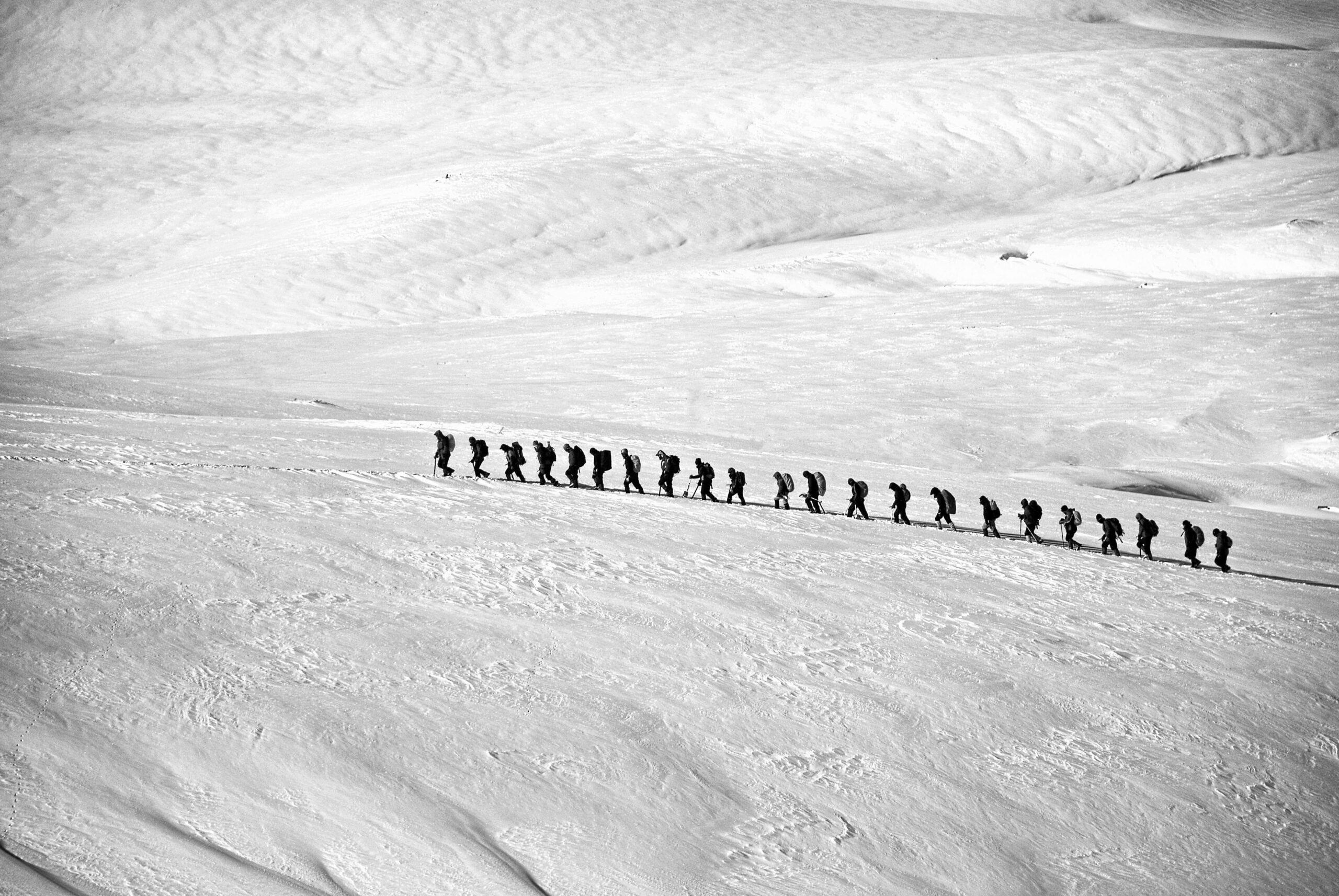 Snowshoeing winter landscape