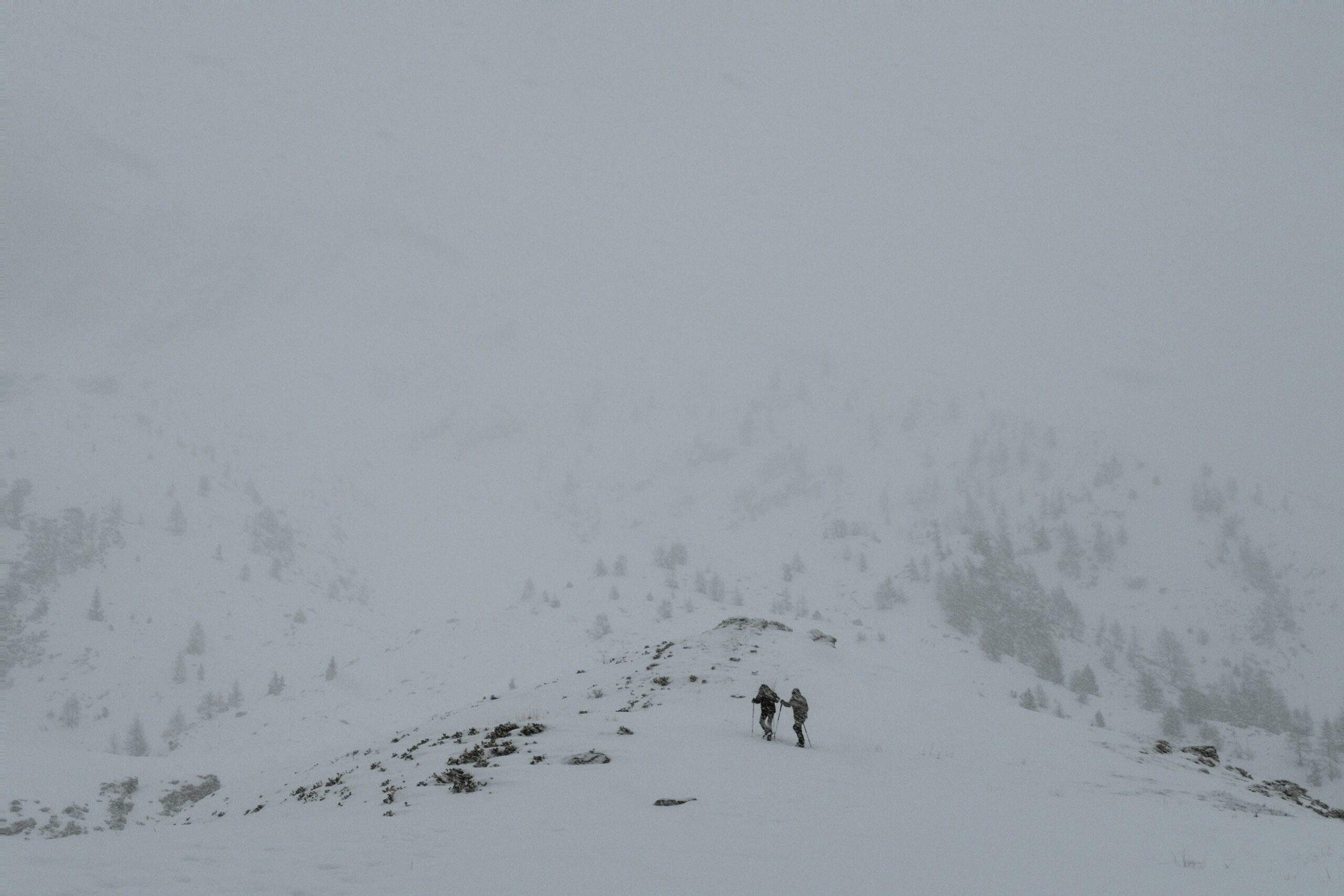Instructor showing proper snowshoe technique