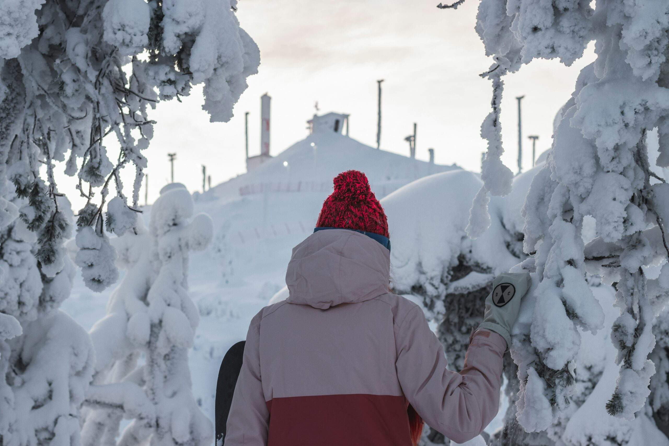 snowshoeing in winter mountains
