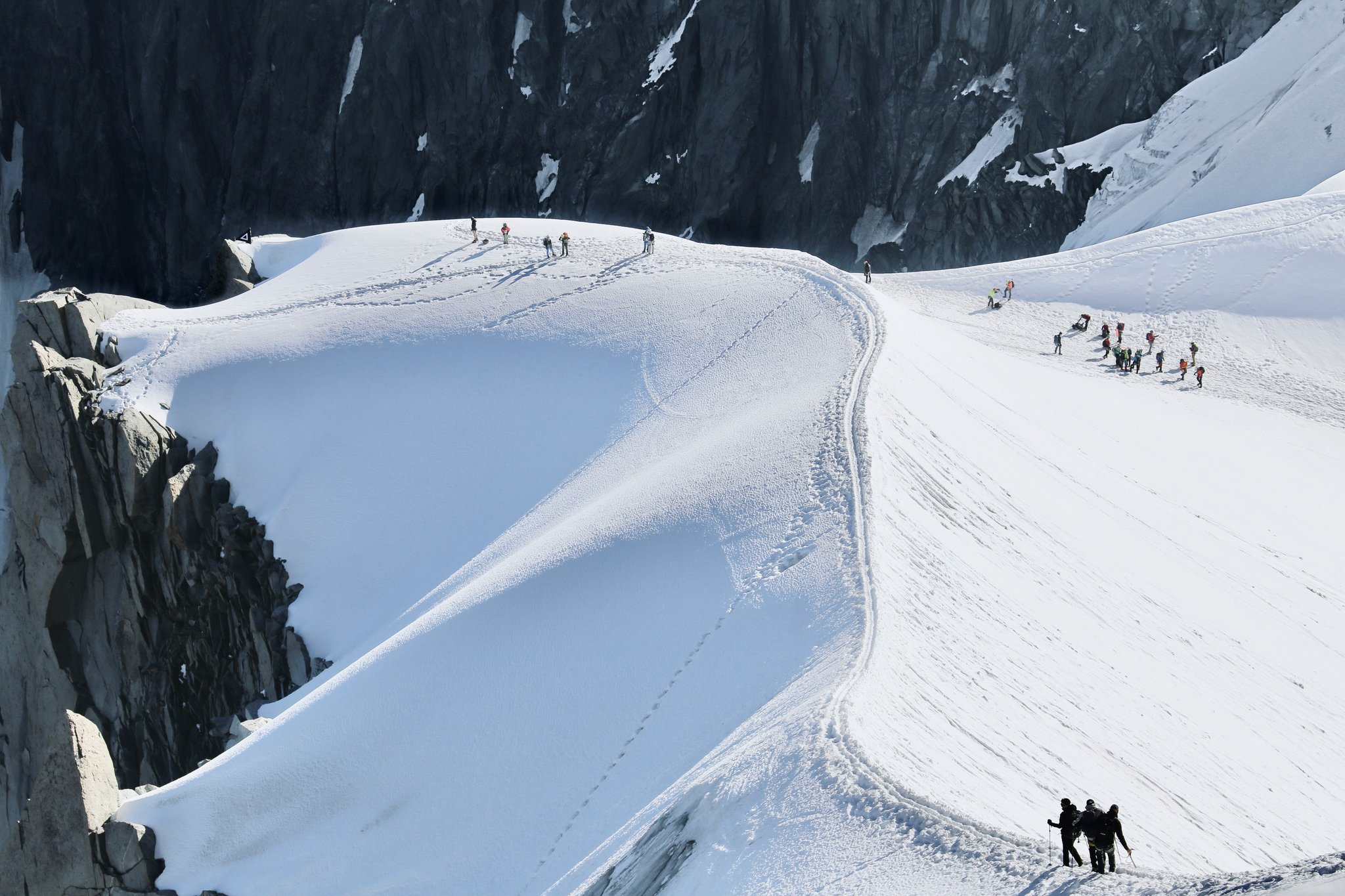 Group of snowshoers laughing together